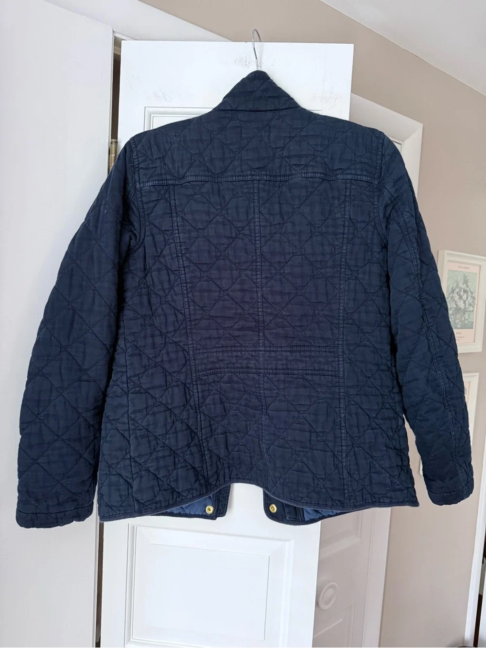 J.Crew Mercantile Navy Cotton Quilted Field Jacket Gold Hardware Size Medium